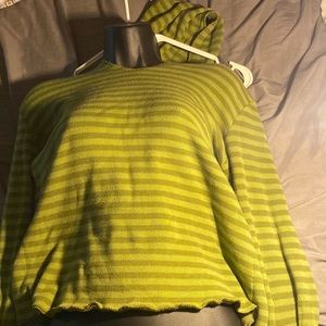 Green/Green Striped Reversible Pullover